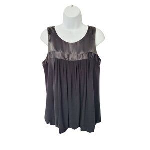 Joseph Ribkoff Black Sleeveless Balloon Hem Top Size 10 Satin Trim Elegant Desig